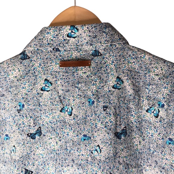 A Fish Named Fred Shirt Short Sleeve Button Up Butterfly Floral Cotton Men's XXL - Picture 10 of 13